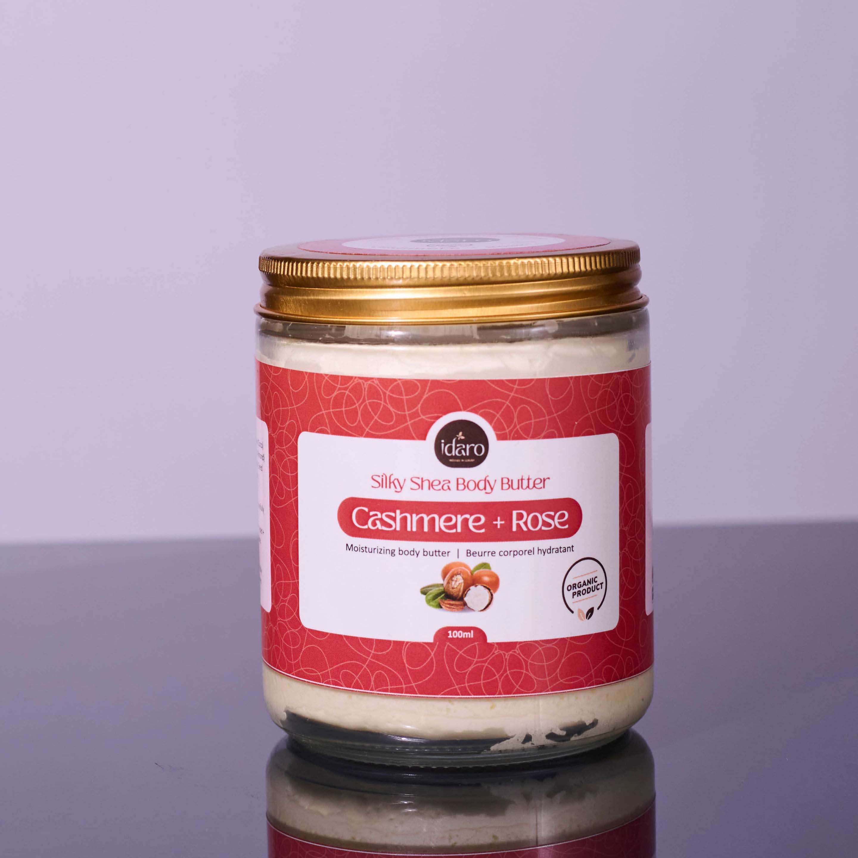Idaro Cashmere + Rose Body Butter jar